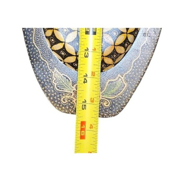 Wooden Trays Handcrafted Oval  With Intricate Batik Design Tribal decor Black - Picture 5 of 10